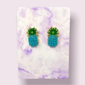 Blue Pineapple Post Studs Earrings